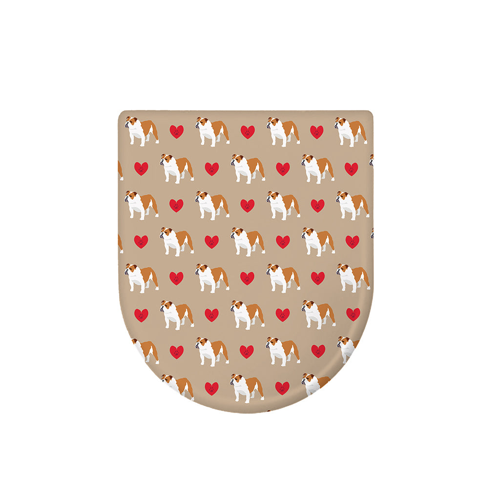 Love English Bulldog Pattern Print Toilet Lid Cover