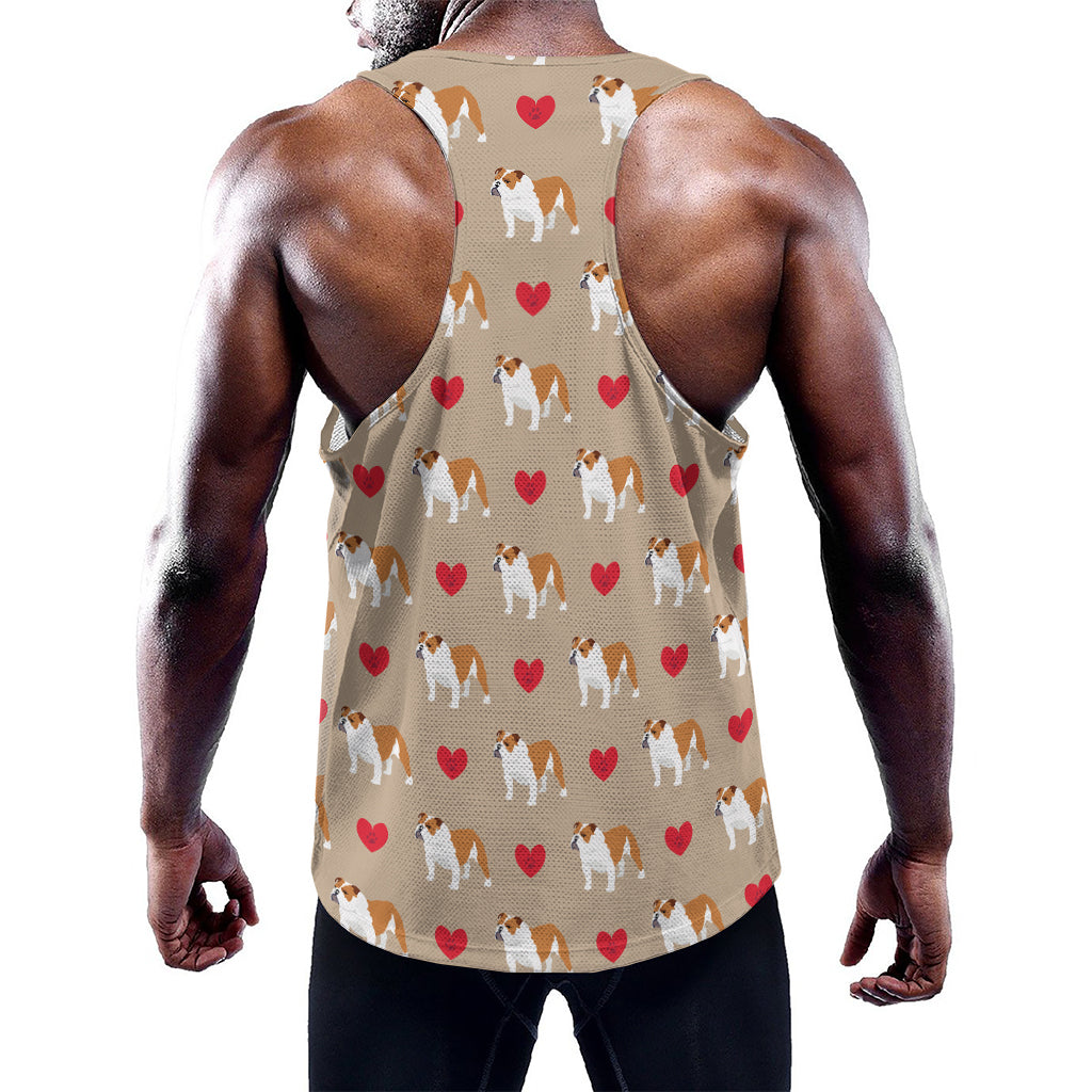 Love English Bulldog Pattern Print Training Tank Top