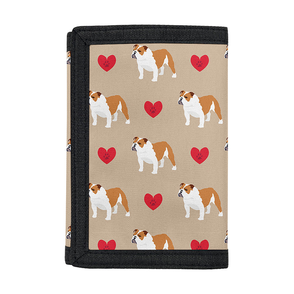 Love English Bulldog Pattern Print Trifold Wallet
