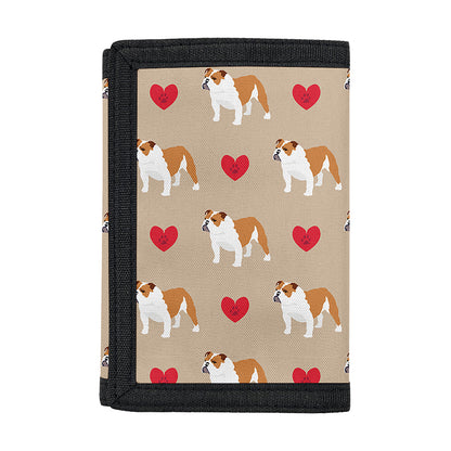 Love English Bulldog Pattern Print Trifold Wallet
