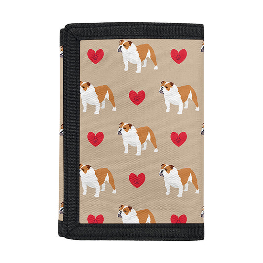 Love English Bulldog Pattern Print Trifold Wallet