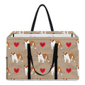 Love English Bulldog Pattern Print Utility Tote Bag