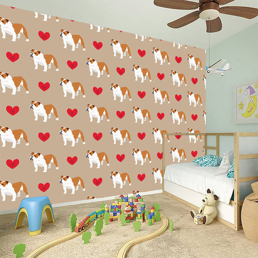 Love English Bulldog Pattern Print Wall Sticker