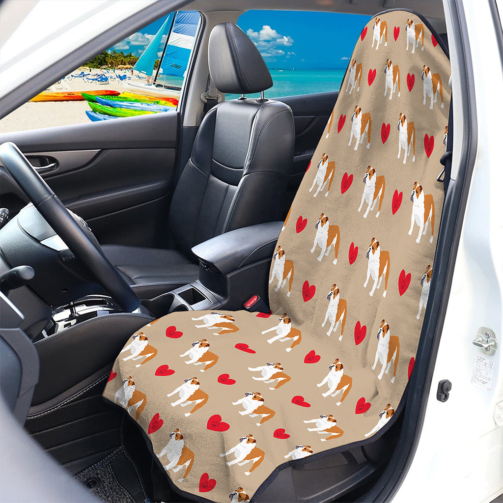 Love English Bulldog Pattern Print Waterproof Car Seat Cover