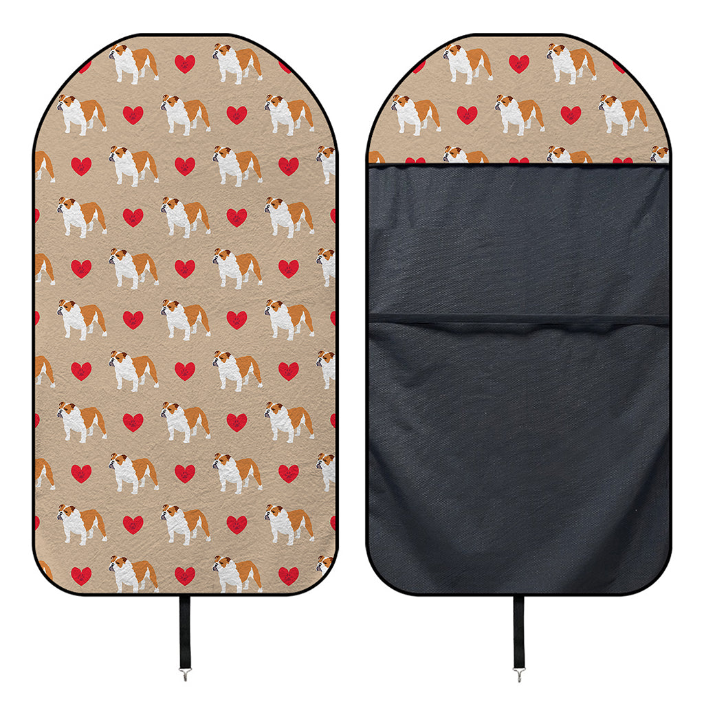 Love English Bulldog Pattern Print Waterproof Car Seat Cover
