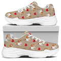 Love English Bulldog Pattern Print White Chunky Shoes