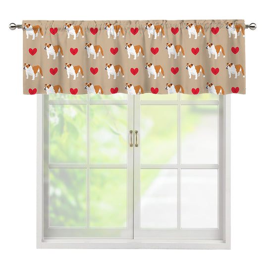 Love English Bulldog Pattern Print Window Valance