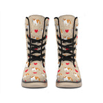Love English Bulldog Pattern Print Winter Boots