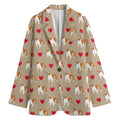 Love English Bulldog Pattern Print Women's Blazer