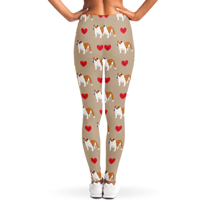 Love English Bulldog Pattern Print Women's Leggings