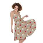 Love English Bulldog Pattern Print Women's Sleeveless Dress