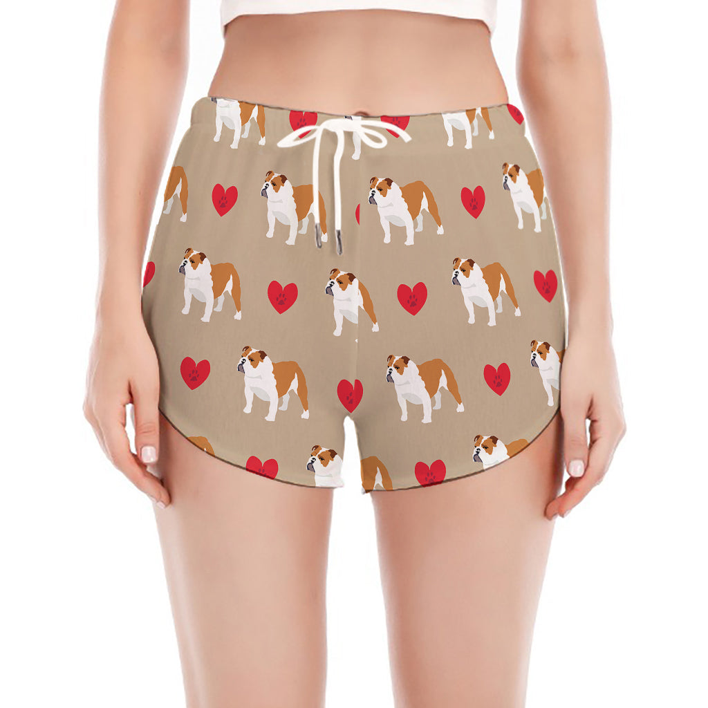 Love English Bulldog Pattern Print Women's Split Running Shorts