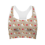 Love English Bulldog Pattern Print Women's Sports Bra