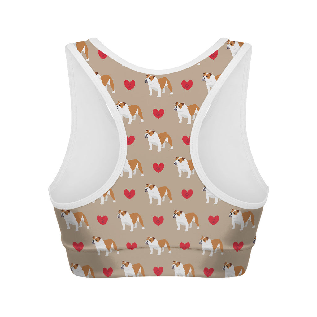 Love English Bulldog Pattern Print Women's Sports Bra