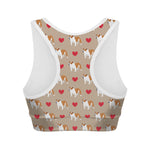 Love English Bulldog Pattern Print Women's Sports Bra