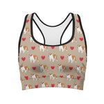 Love English Bulldog Pattern Print Women's Sports Bra