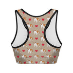 Love English Bulldog Pattern Print Women's Sports Bra