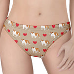 Love English Bulldog Pattern Print Women's Thong