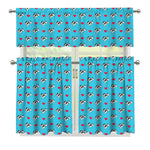 Love French Bulldog Pattern Print 3 Piece Kitchen Curtains