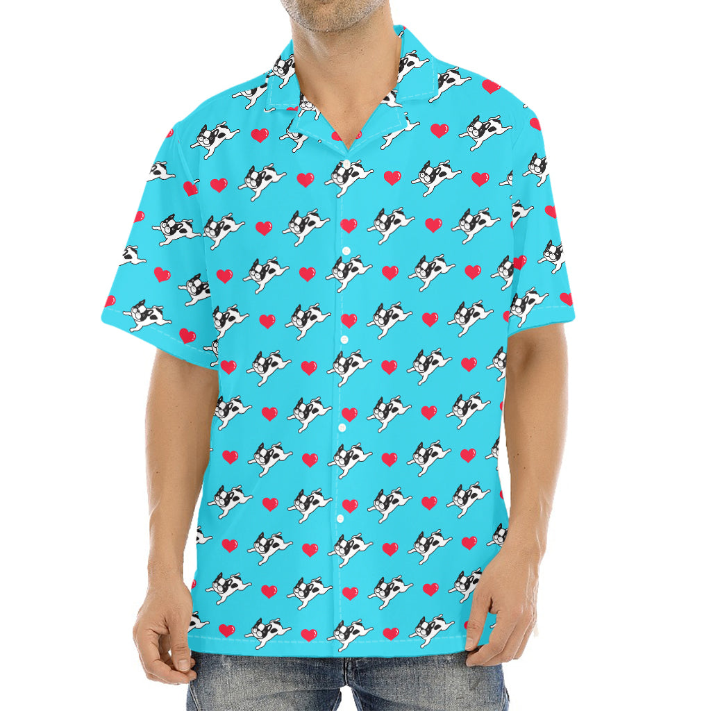 Love French Bulldog Pattern Print Aloha Shirt