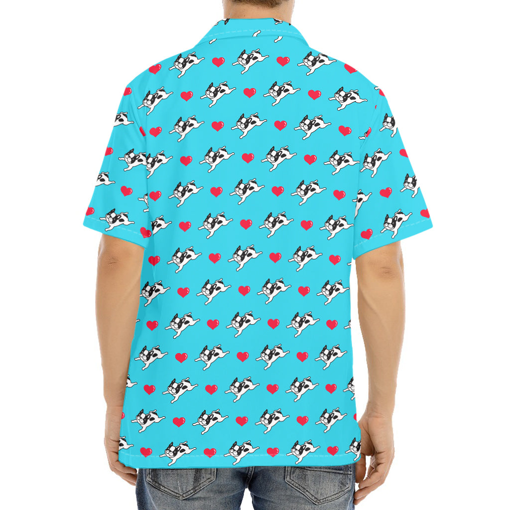 Love French Bulldog Pattern Print Aloha Shirt