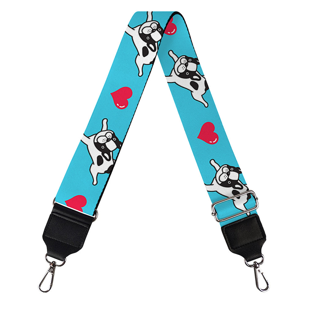 Love French Bulldog Pattern Print Bag Strap