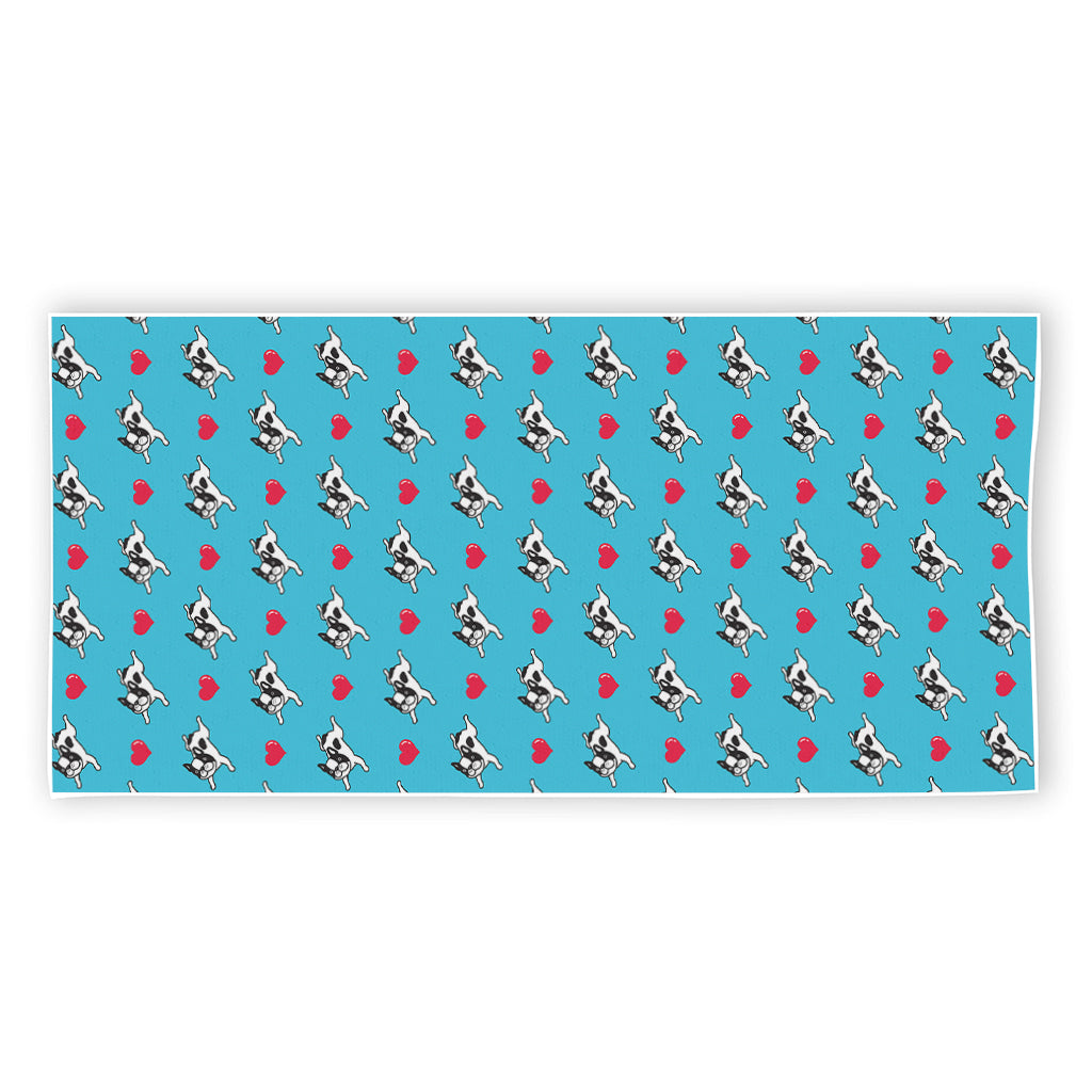 Love French Bulldog Pattern Print Beach Towel