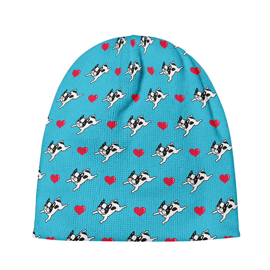 Love French Bulldog Pattern Print Beanie