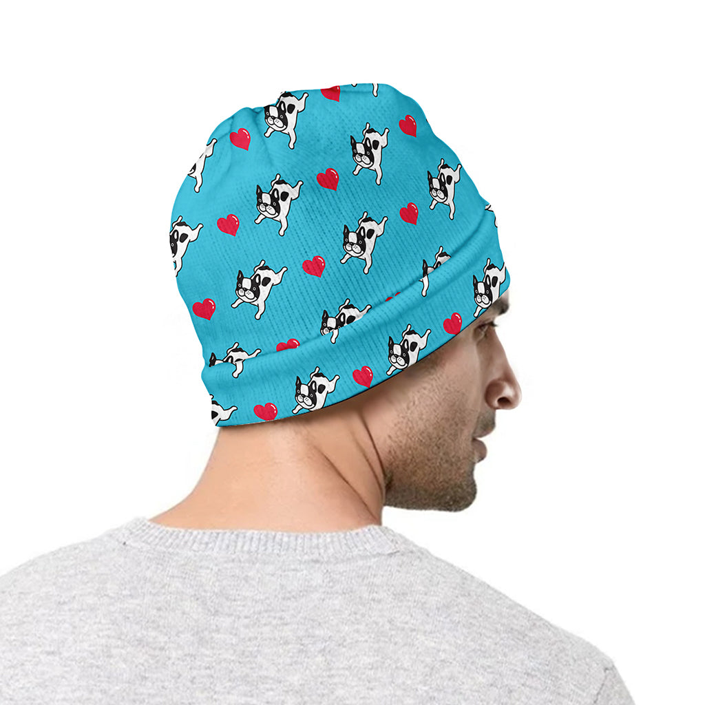 Love French Bulldog Pattern Print Beanie