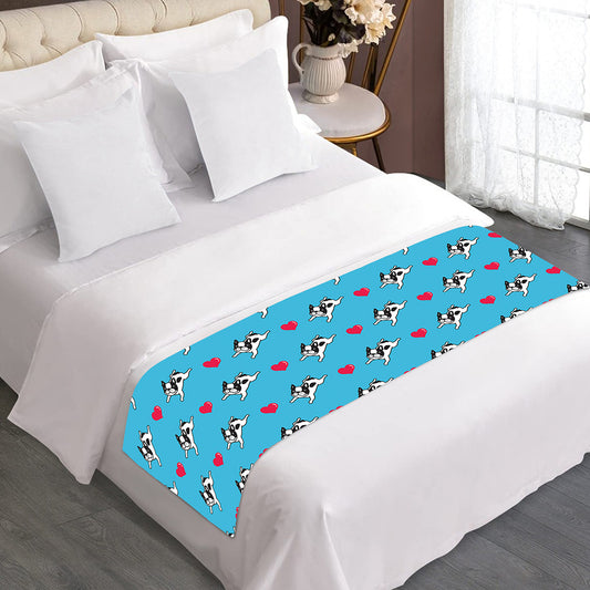Love French Bulldog Pattern Print Bed Runner