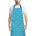 Love French Bulldog Pattern Print Bib Apron With Pocket