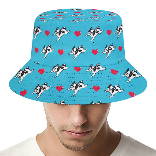 Love French Bulldog Pattern Print Bucket Hat