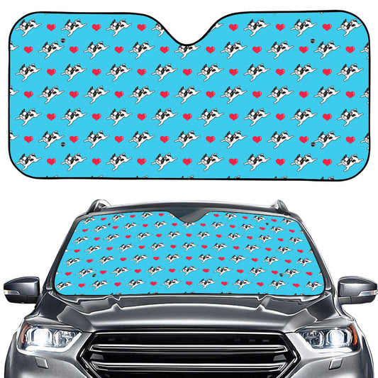 Love French Bulldog Pattern Print Car Windshield Sun Shade