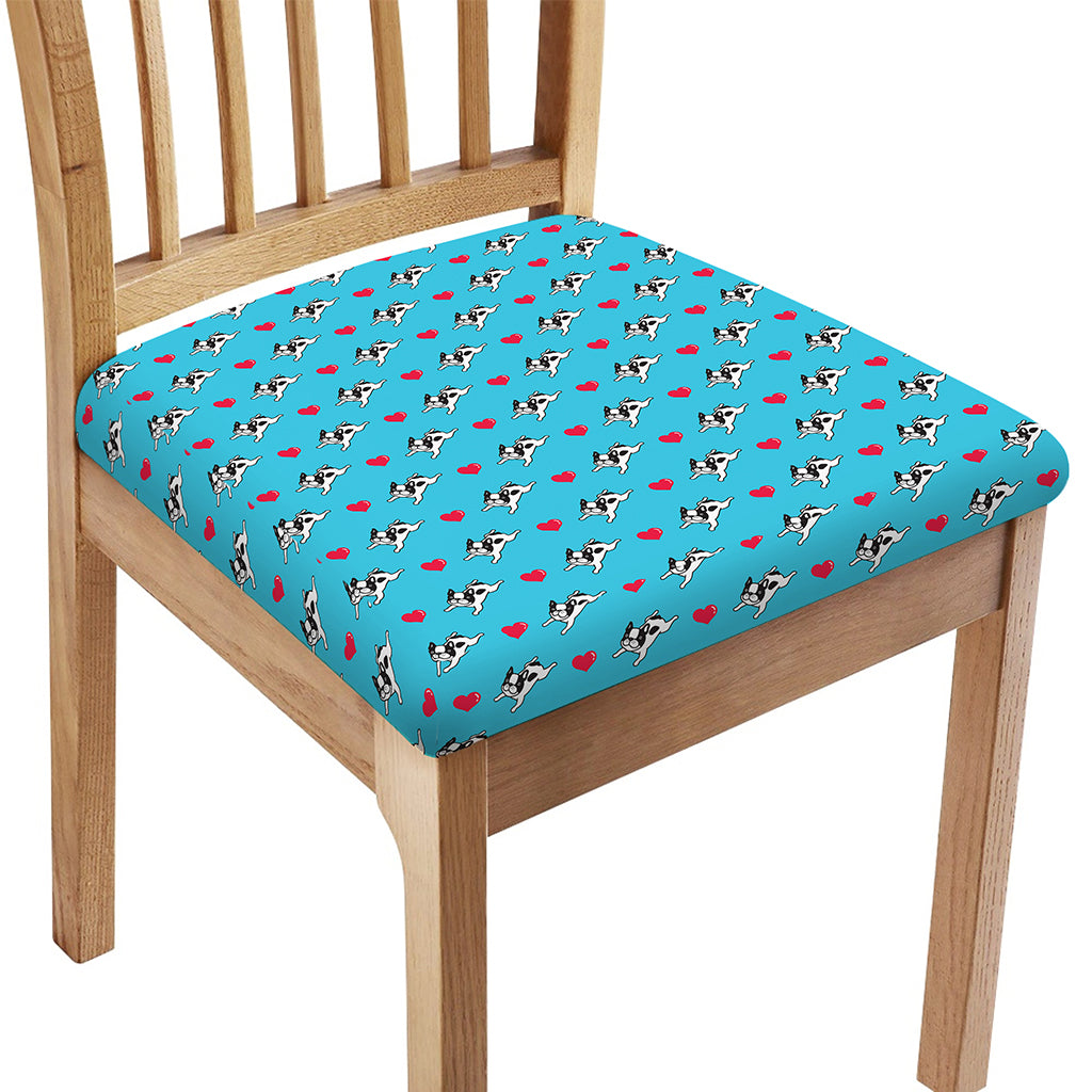 Love French Bulldog Pattern Print Chair Cushion Cover