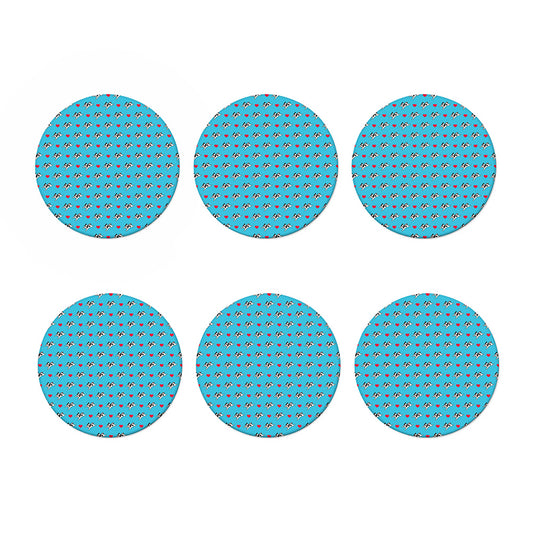 Love French Bulldog Pattern Print Coaster Set