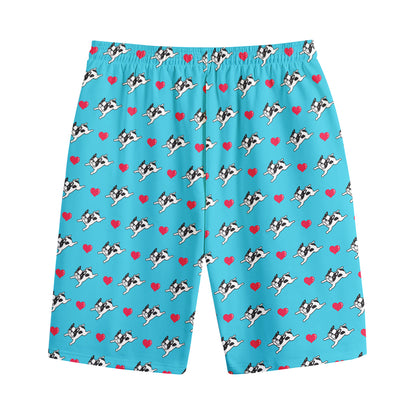 Love French Bulldog Pattern Print Cotton Shorts