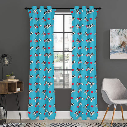 Love French Bulldog Pattern Print Curtain