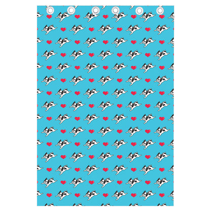 Love French Bulldog Pattern Print Curtain