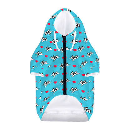 Love French Bulldog Pattern Print Dog Zip Up Hoodie
