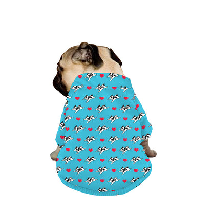 Love French Bulldog Pattern Print Dog Zip Up Jacket