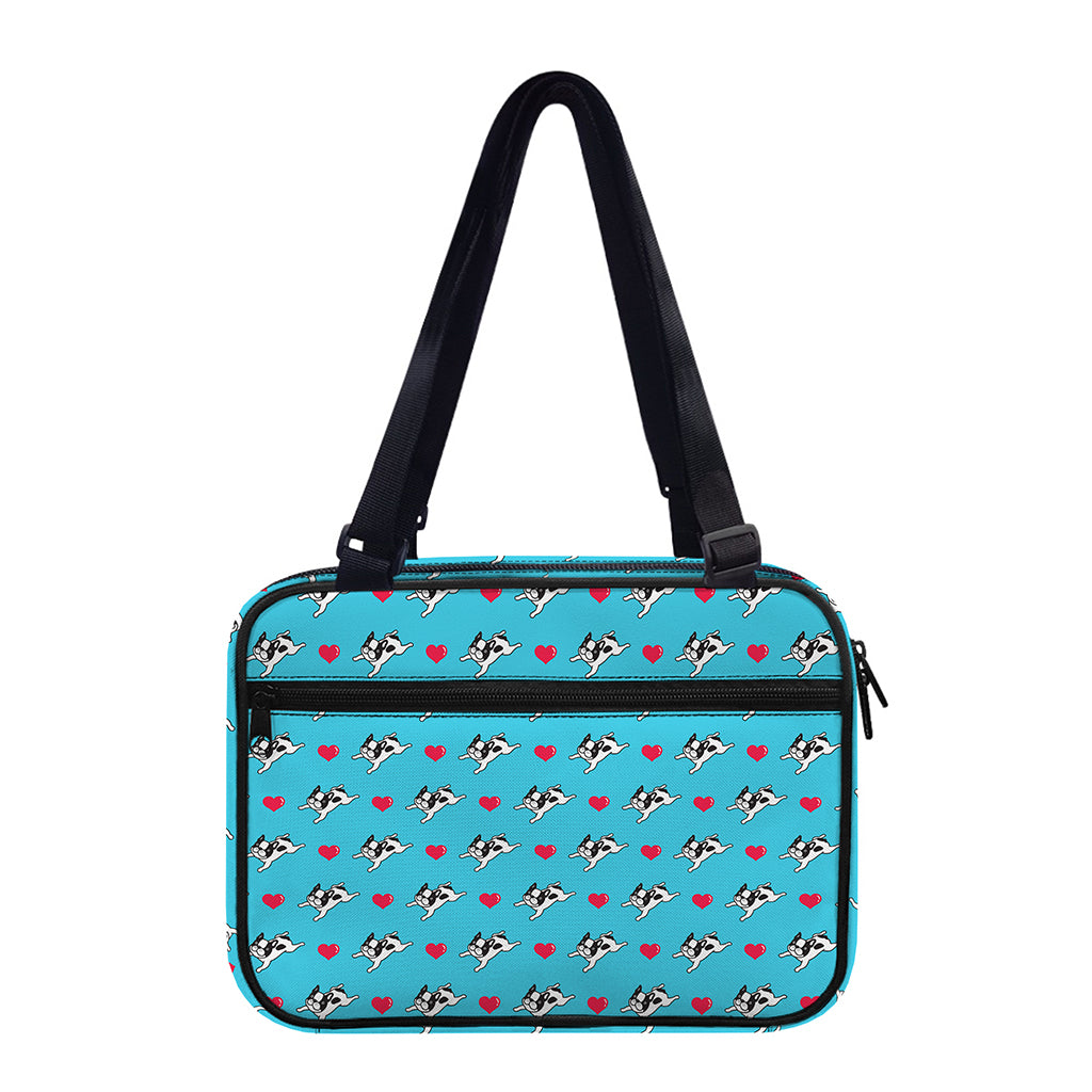 Love French Bulldog Pattern Print Double Strap Bible Bag