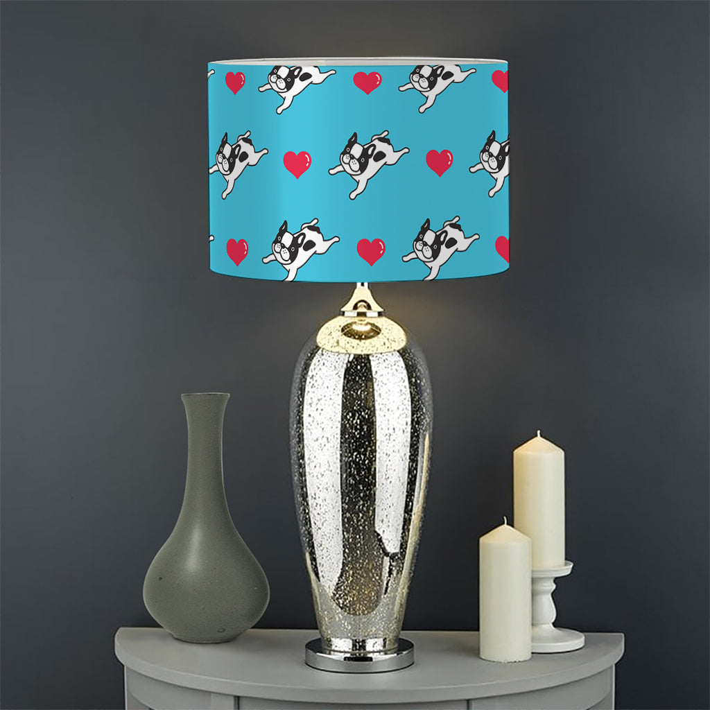 Love French Bulldog Pattern Print Drum Lamp Shade