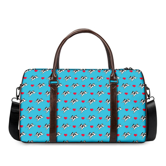 Love French Bulldog Pattern Print Duffle Bag