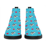 Love French Bulldog Pattern Print Flat Ankle Boots