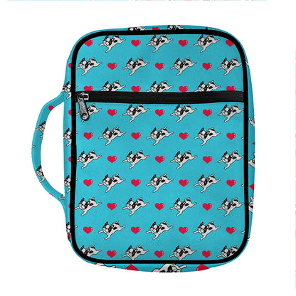 Love French Bulldog Pattern Print Front Pocket Bible Bag
