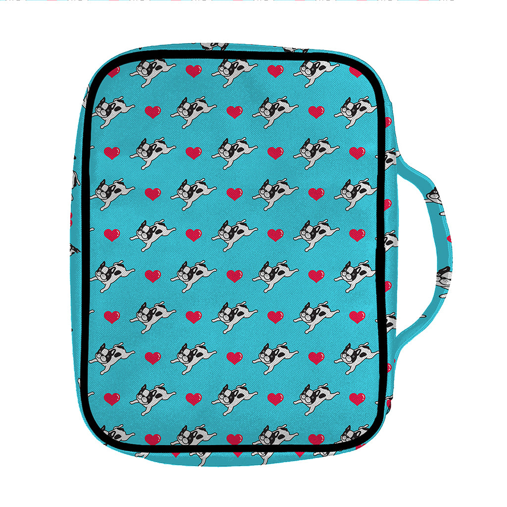Love French Bulldog Pattern Print Front Pocket Bible Bag