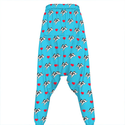 Love French Bulldog Pattern Print Hammer Pants