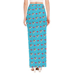 Love French Bulldog Pattern Print High Slit Maxi Skirt