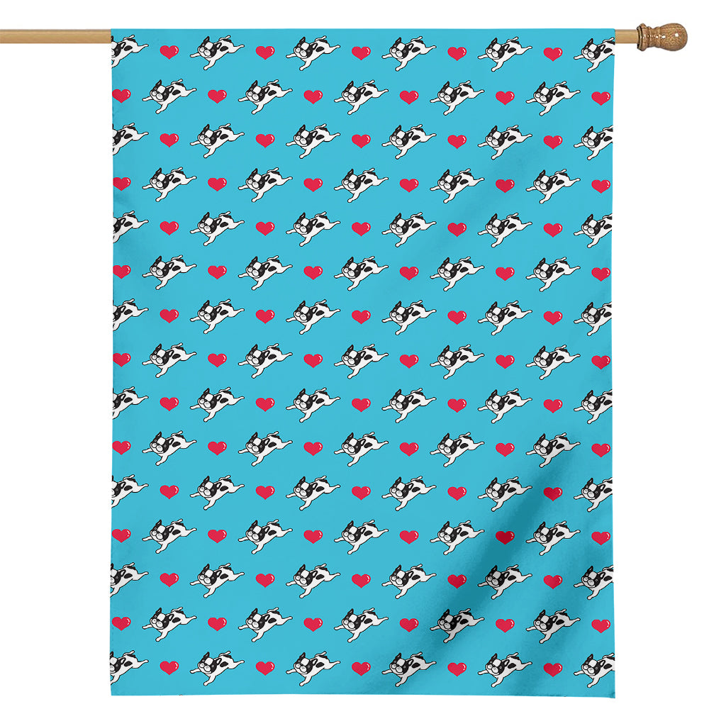 Love French Bulldog Pattern Print House Flag