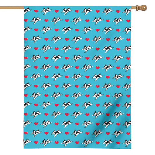 Love French Bulldog Pattern Print House Flag